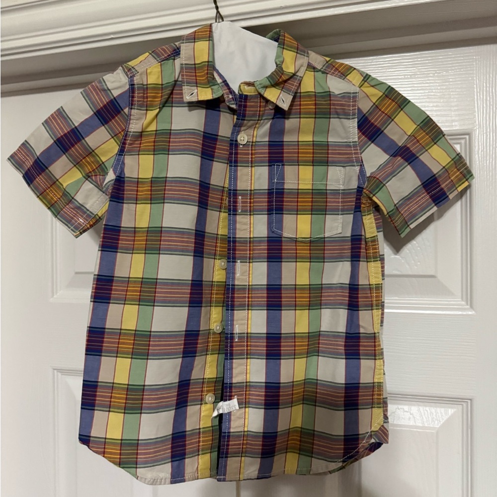 Multicolor Plaid Short Sleeve Shirt - baby Gap boys size 5